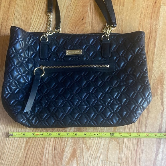 Anne Klein Black Quilted Shoulder Bag with Gold Accents - Picture 4 of 6